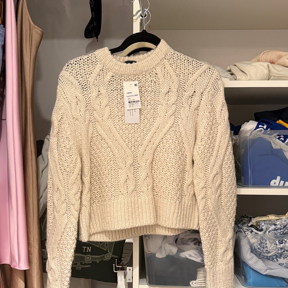 French Connection Cream Cable Knit Sweater